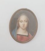 Altea Luzi (XIX-XX) Head and shoulders portrait miniature on ivory after Raphael, marked 'Luzi'