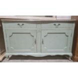 20th century shabby chic sideboard, with oak top and painted base, two drawers and two cupboard