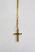 9ct gold cross pendant on 9ct gold curb link chain, total weight approx 6.9g  Condition