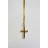 9ct gold cross pendant on 9ct gold curb link chain, total weight approx 6.9g  Condition