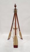 Modern coat rack and umbrella stand in the form of three oars