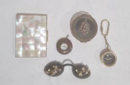 Mixed collectables to include a hardstone compass pendant, another compass, a mother of pearl and