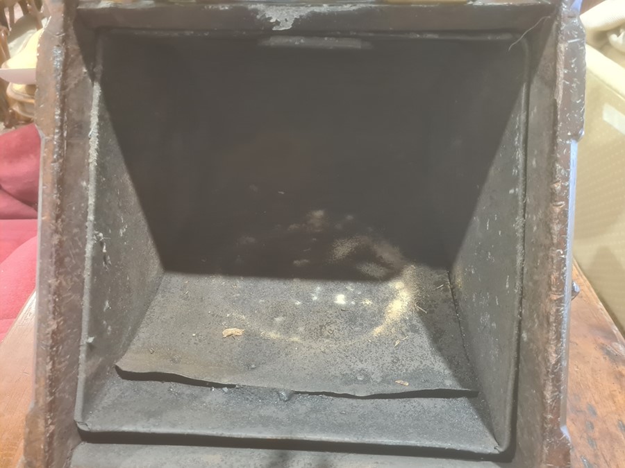 19th century walnut and brass coal bucket Condition ReportIt does not have a liner inside, just - Image 2 of 2