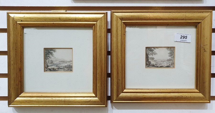 After Poussin Pair small engravings Landscape scenes, 5 x 6cm and 4 x 6cm and  Modern print of a - Image 2 of 3