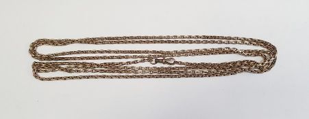 Long silver-coloured belcher link guard chain, approx 35g