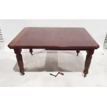 Late Victorian mahogany extending dining table, the rectangular top with canted corners and