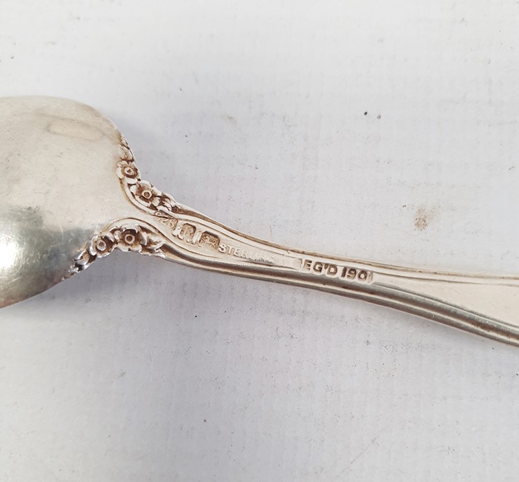 Nine various sterling silver teaspoons with floral decorated handles and a set of six silver - Image 2 of 3