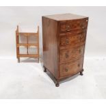 20th century walnut bowfront chest of four drawers, to squat cabriole legs and a pine rack (2)