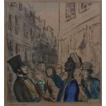 After Honore Victorin Daumier - French late 19th century Pair of coloured lithographs Figures in a