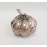 A 20th century silver-coloured metal gourd-shaped trinket box, marked to base 25 TSO, 9cm high