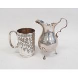 Victorian silver cream jug, Birmingham 1896 of baluster form with wavy rim, scroll handle, on