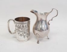 Victorian silver cream jug, Birmingham 1896 of baluster form with wavy rim, scroll handle, on