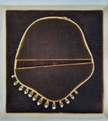 18ct gold cultured pearl collarette, fringed with 13 graduating pearls, measuring from 2.4mm to 4.4,