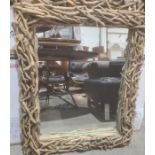 Pair of driftwood-framed rectangular mirrors (2)