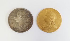 Gold Queen Victoria Diamond Jubilee medal, 1897 (56mm diameter 91.0g) together with a Queen Victoria