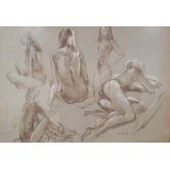 Derek Latimer Sayer (1917-1992) Two Pastel and brown wash Studies of seated female nudes, signed,