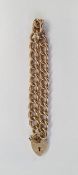 9ct gold curb link bracelet with padlock clasp, 32g approx.