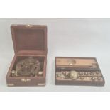 A Sikes' hydrometer in wooden case and a miniature desktop sundial, boxed (2)