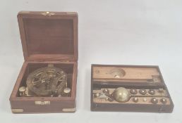 A Sikes' hydrometer in wooden case and a miniature desktop sundial, boxed (2)