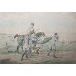 After Henry Alken Six hand coloured etchings,  'Going at a chalk pit, gravel pit or river', 'Going