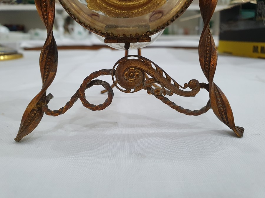 Probably French, gilt metal and painted glass lobed barrel shaped display stand, possibly for a - Image 7 of 23