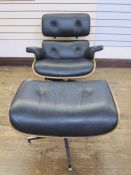 Reproduction Charles and Ray Eames lounge chair and ottoman, Herman Miller Collection in black