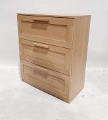 Modern chest of three deep drawers, 78cm x 94cm