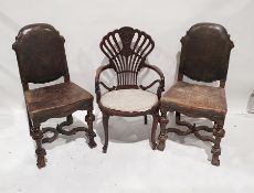 Three assorted chairs to include carver chair with unusual shaped back, oval seat, cabriole legs (3)