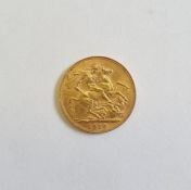 Edwardian gold sovereign dated 1910