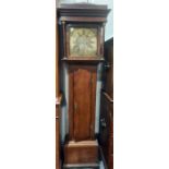 Mid 19th century eight-day longcase clock, the 12" brass face with roman numerals and minute chapter