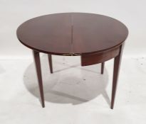 19th century mahogany tea table, the fold out top above square section tapering supports,  95.5cm