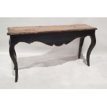 20th century hall table with oak top, painted base, on cabriole legs, all in the French shabby