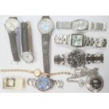 Gentlemen's stainless steel Astral strap watch and a quantity of other wristwatches and costume