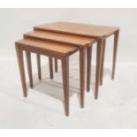 Mid-century designer, possibly Danish or Scandinavian, teak nest of three tables, each with