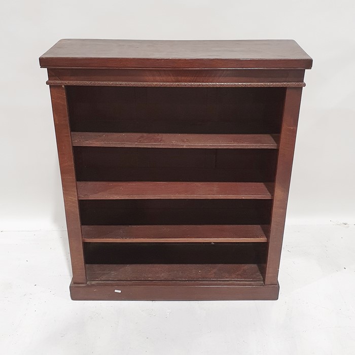 Mahogany open bookcase, the rectangular top above adjustable shelving, on plinth base, 89.5cm x - Image 2 of 2