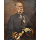 Honora Jackson (British, 20th century)  Oil on canvas Half-length portrait of seated military