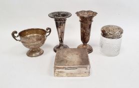 Silver two-handled pedestal bowl, Birmingham 1940, of plain circular form with presentation