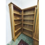 Pair of modern 20th century oak open bookcases, 75cm x 170cm (2)  Condition ReportGood condition