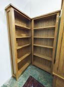 Pair of modern 20th century oak open bookcases, 75cm x 170cm (2)  Condition ReportGood condition