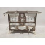 French cast iron and enamel kitchen range with enamel doors to front