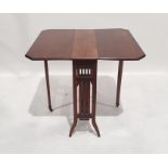 Late Victorian small mahogany gateleg table, a modern spinning wheel and a pine dressing table