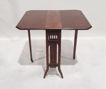 Late Victorian small mahogany gateleg table, a modern spinning wheel and a pine dressing table