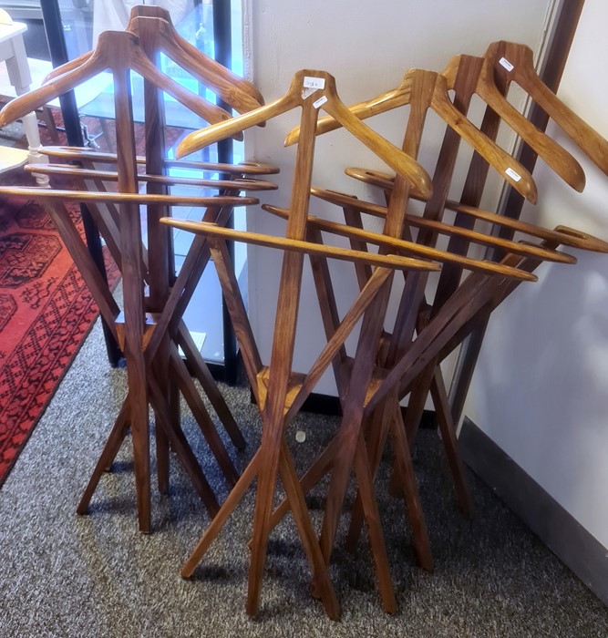 Set of seven modern Eastern hardwood valet stands (7)