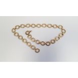 9ct gold necklace, of flattened oval links, approx. 48gCondition ReportLength is 45.5cm.  Clasp