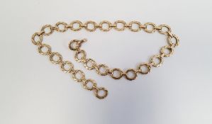 9ct gold necklace, of flattened oval links, approx. 48gCondition ReportLength is 45.5cm.  Clasp