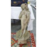 Stone figure of The Birth of Venus, 85cm highCondition ReportNo damage to leg. White streak possibly