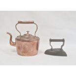 Old copper kettle and an old flat iron (2)