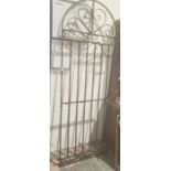 Wrought iron garden gate, 198cm high x 69.5cm wide