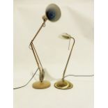 Brown anglepoise light and another modern brass effect table lamp (2)