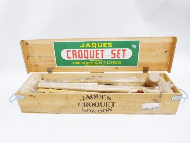 Modern Jaques croquet set in case and including additional child's croquet set (2)